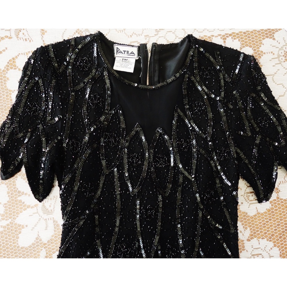 Vintage Black Sequined Blouse size Medium - Picture 3 of 8